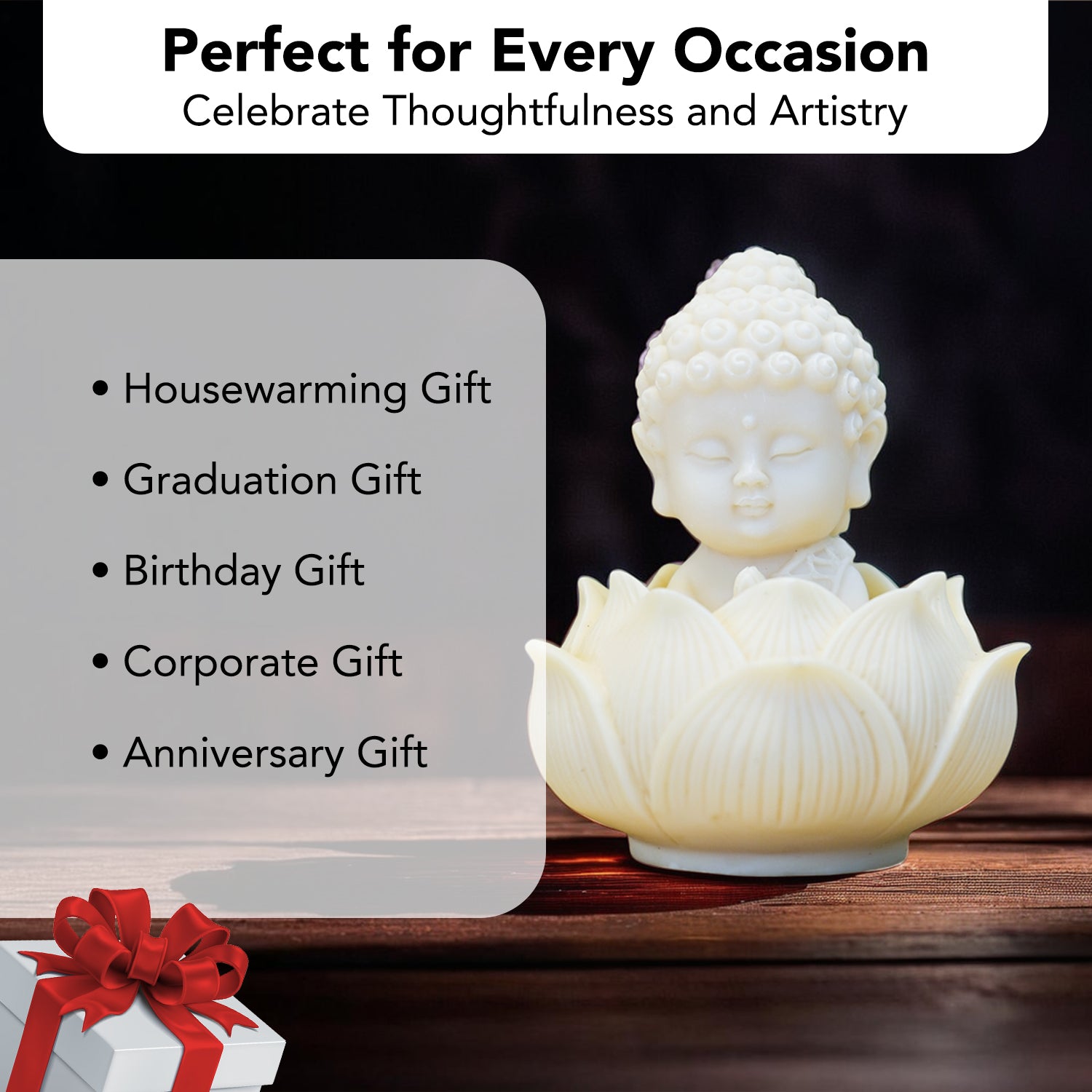 Resin Buddha with Lotus Showpiece for Home Decor & Gifting