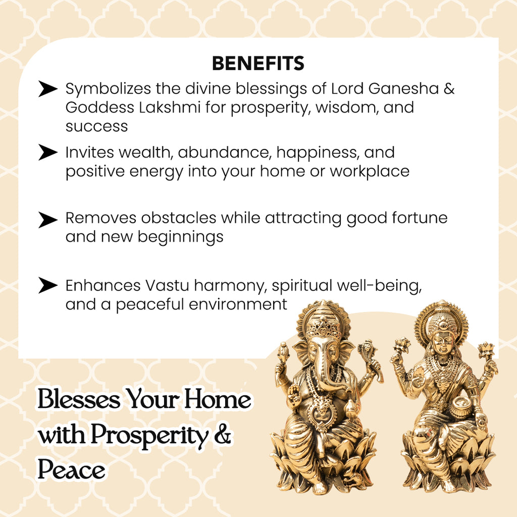 Brass Lakshmi Ganesh Idol with Gift Box for Housewarming, Wedding & Vastu Gifting