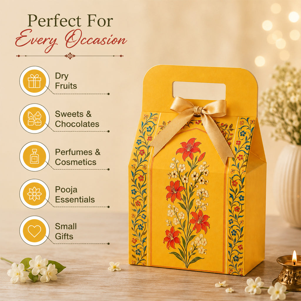 Traditional Multipurpose Foldable Gift Hamper Box Set of 2 (20.5 x 10 x 31 cm)