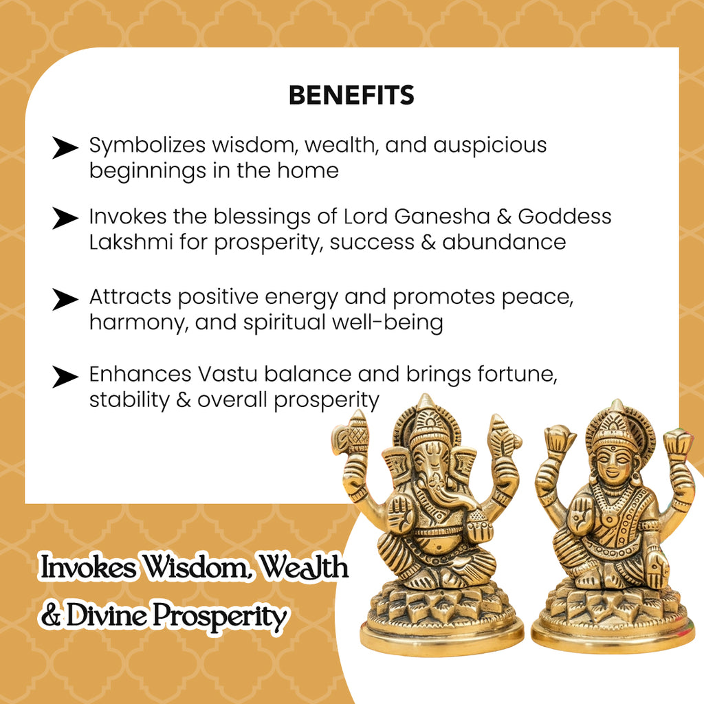 Brass Lakshmi Ganesh Idol with Gift Box for Housewarming, Wedding & Gifting