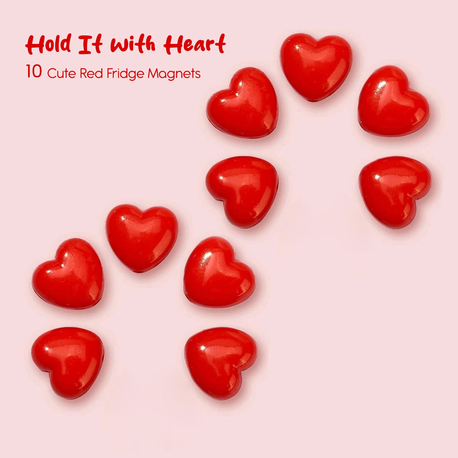 Red Heart Fridge Magnet Set of 10 for Home & Kitchen Decor