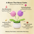 Crochet Tulip Flowers Pot for Home Decor & Office Desk Decoration