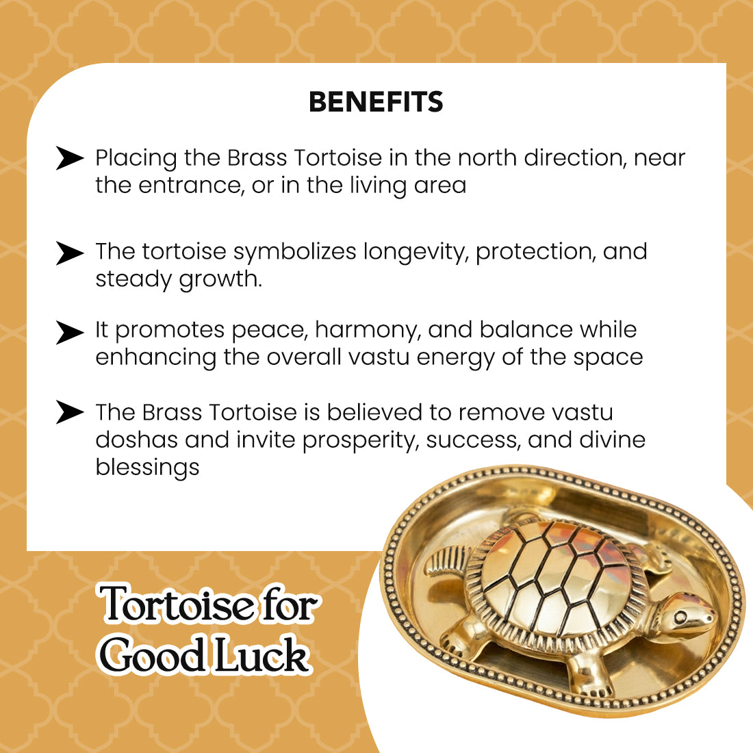 Brass Tortoise Idol with Plate & Gift Box for Housewarming, Wedding & Gifting