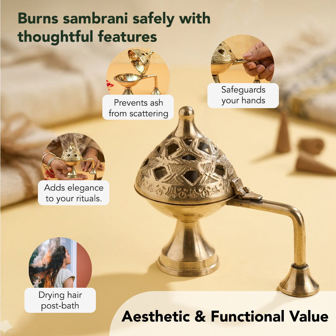 Brass Dhoop Dani for Home Pooja & Spiritual Decor