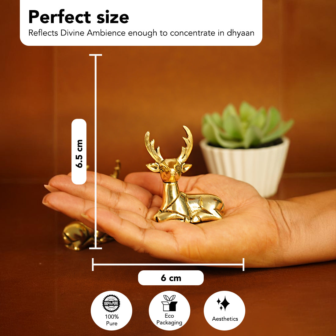 Pure Brass Deer Showpiece for Home Decor, Living Room & Gifting