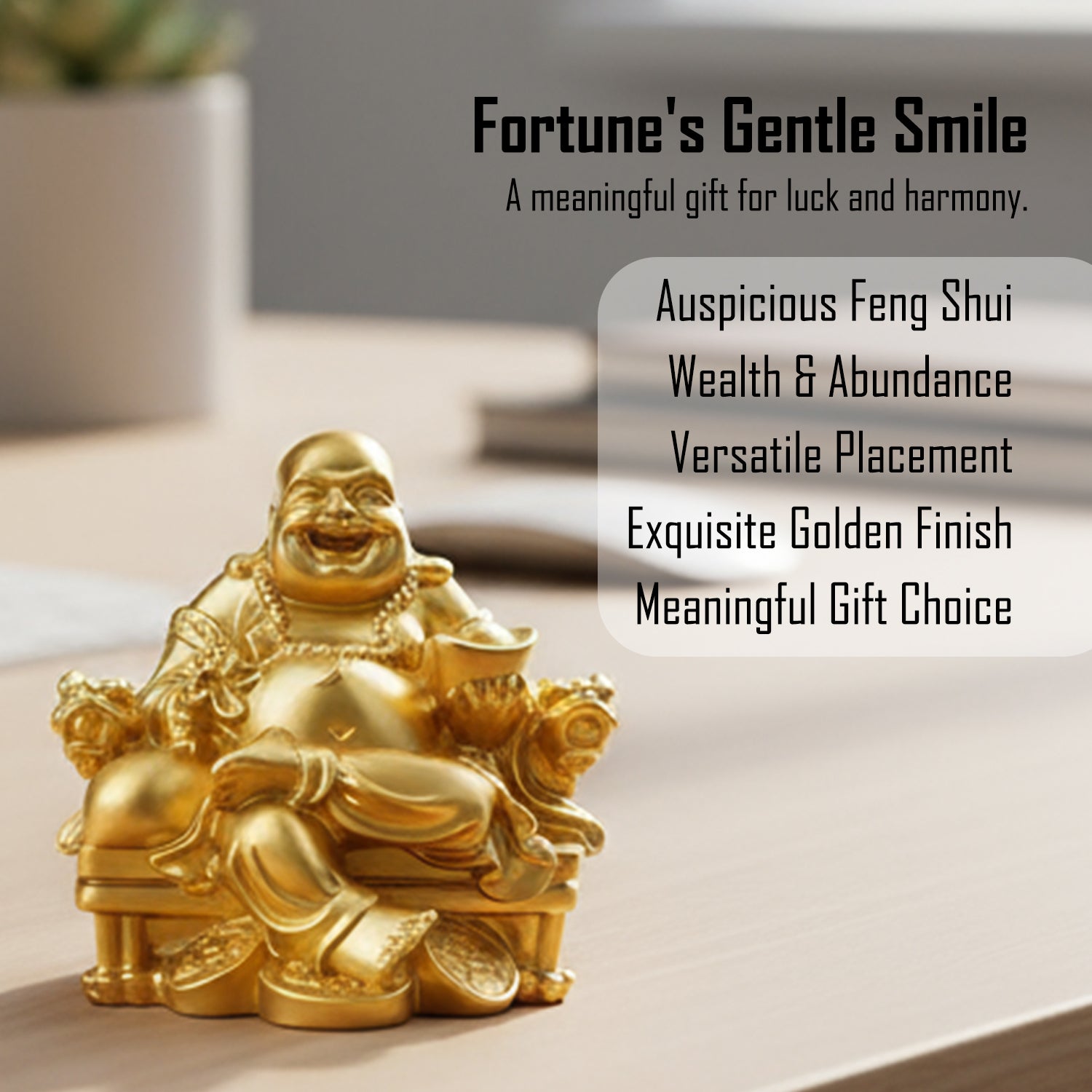 Laughing Buddha Showpiece for Home Decor, Vastu Office Desk & Gifting