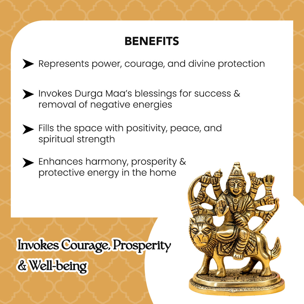 Brass Durga Idol with Gift Box for Housewarming, Wedding & Gifting
