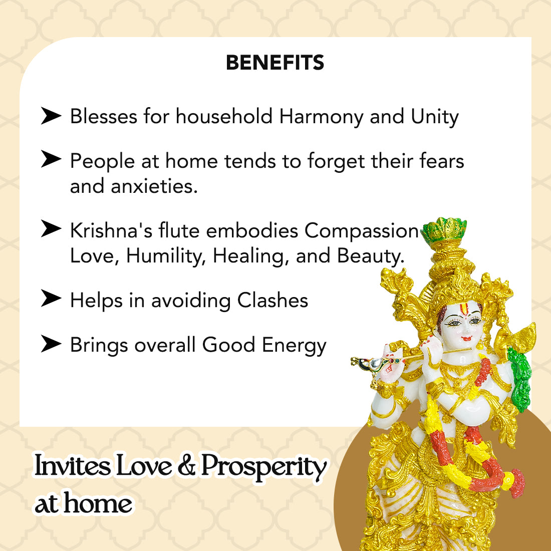 Lord Krishna Idol (Size : 36cm ) for Pooja, Home Decor & Gifting