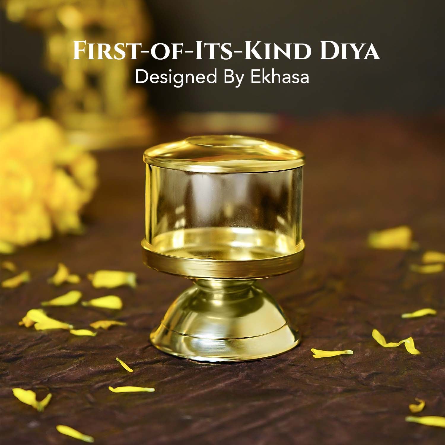 Brass Ghee Diya with Glass Cover for Puja & Home Decor