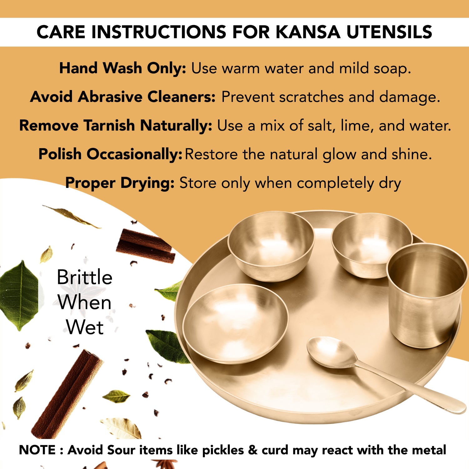 Bronze Kansa Thali Set of 6 Pieces for Home, Dining & Gifting