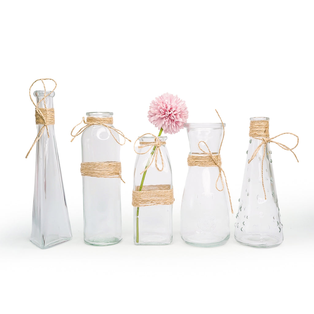 Glass Bud Vases Set of 5 for Home Decor & Gfting