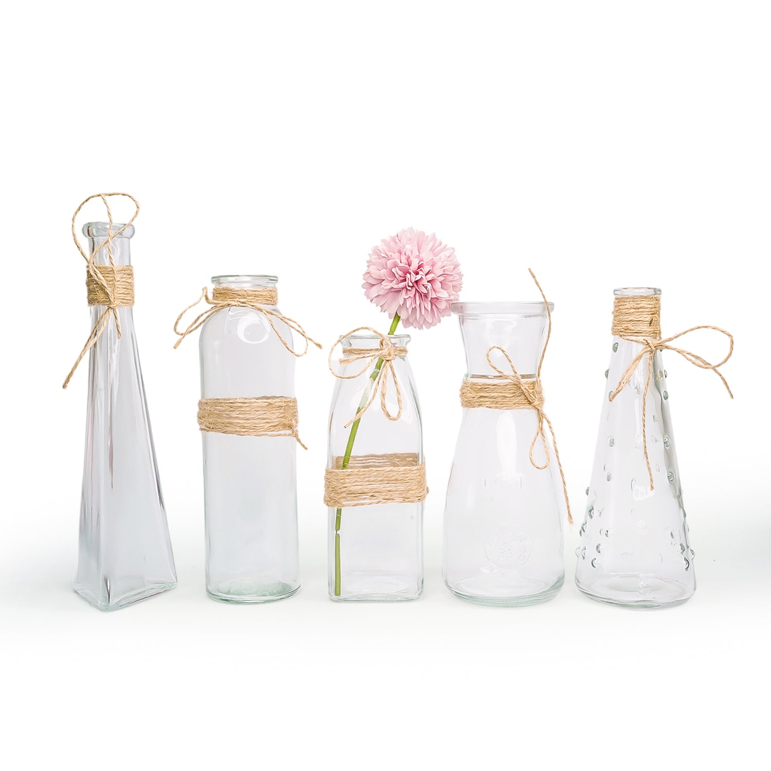 Glass Bud Vases Set of 5 for Home Decor & Gfting