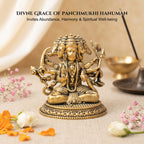 Brass Panchmukhi Hanuman Idol for Pooja & Home Decor
