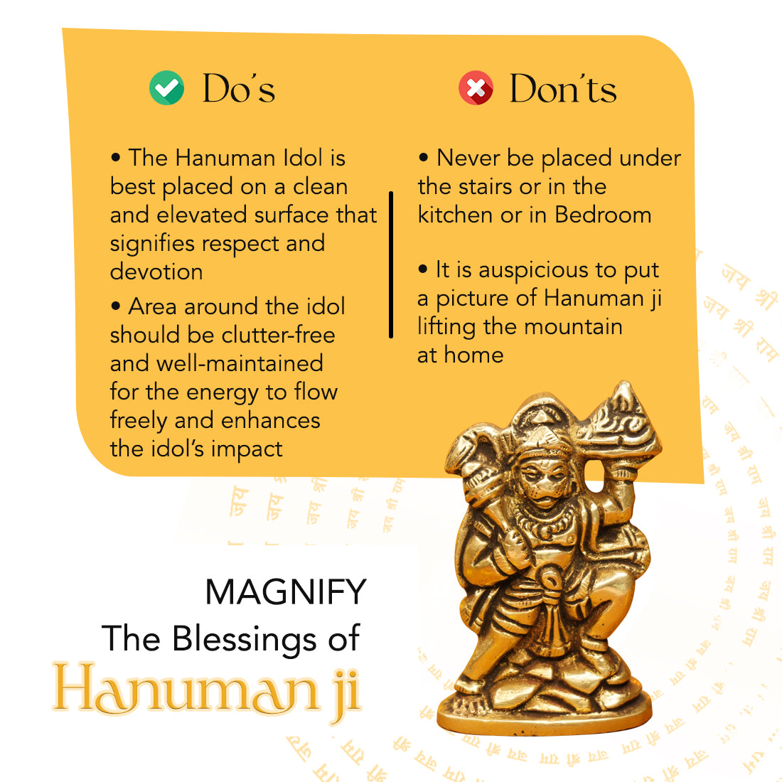 Brass Hanuman Idol for Car Dashboard, Office Desk & Home Decor ( Size - 6cm)