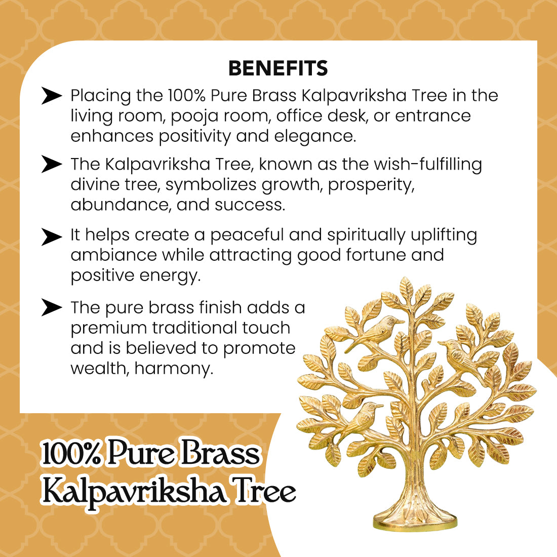 Brass Kalpavriksha Tree of Life Showpiece with Velvet Gift Box for Housewarming, Wedding & Gifting