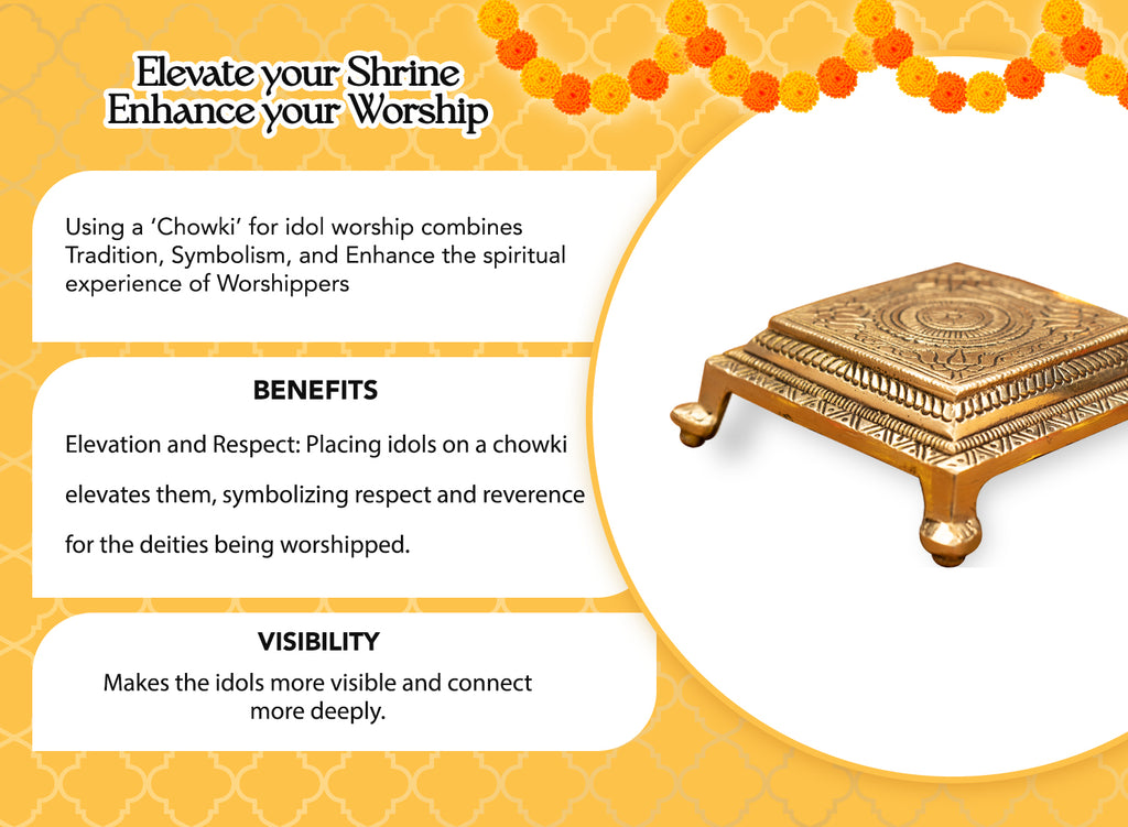 Pure Brass Chowki for God Idols & Puja Decoration