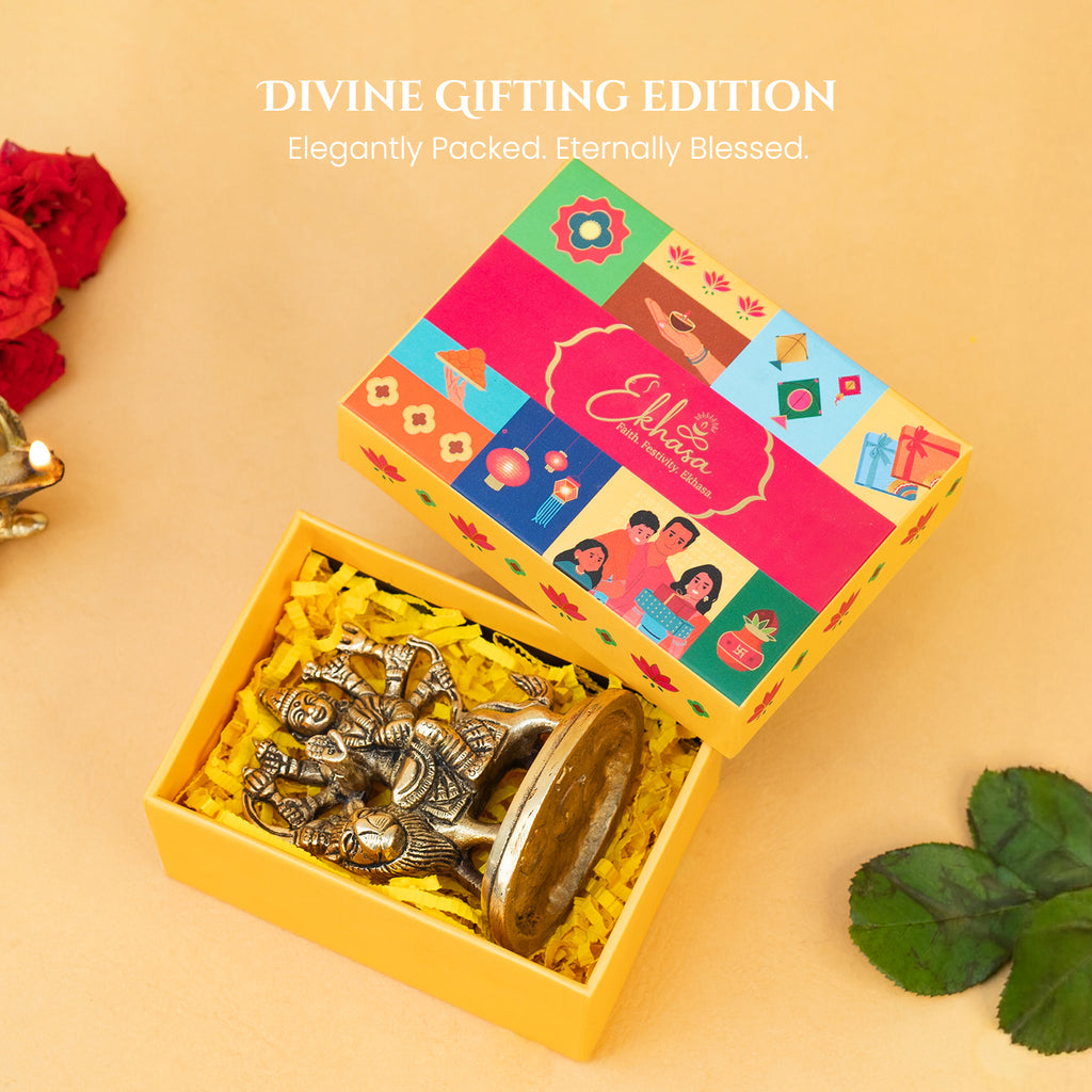 Brass Durga Idol with Gift Box for Housewarming, Wedding & Gifting