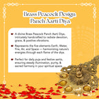 Pure Brass Panch Aarti Diya for Home Pooja & Temple Use