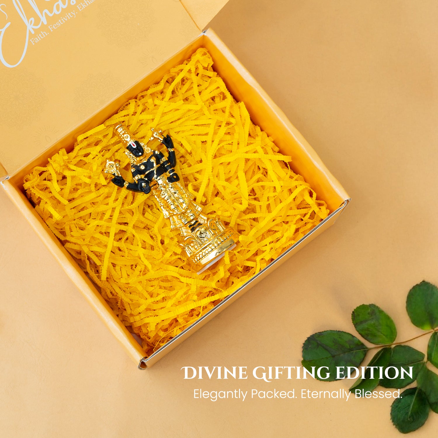 24K Gold Plated Tirupati Balaji Venkateshwara Idol with Gift Box for Housewarming, Wedding & Gifting