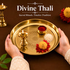 Brass Mandala Engraved Pooja Thali(8 inch) for Aarti, Pooja Rituals, Festive & Gifting