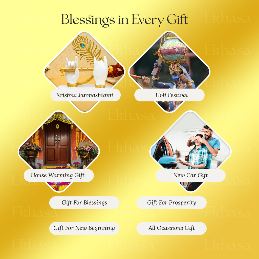 Resin Lord Krishna Hands with Flute Idol for Home Decor & Gifting (Large)