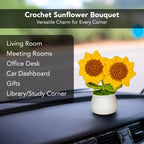 Crochet Sunflower with Pot for Car Dashboard, Table Decor, Office & Home Gifting