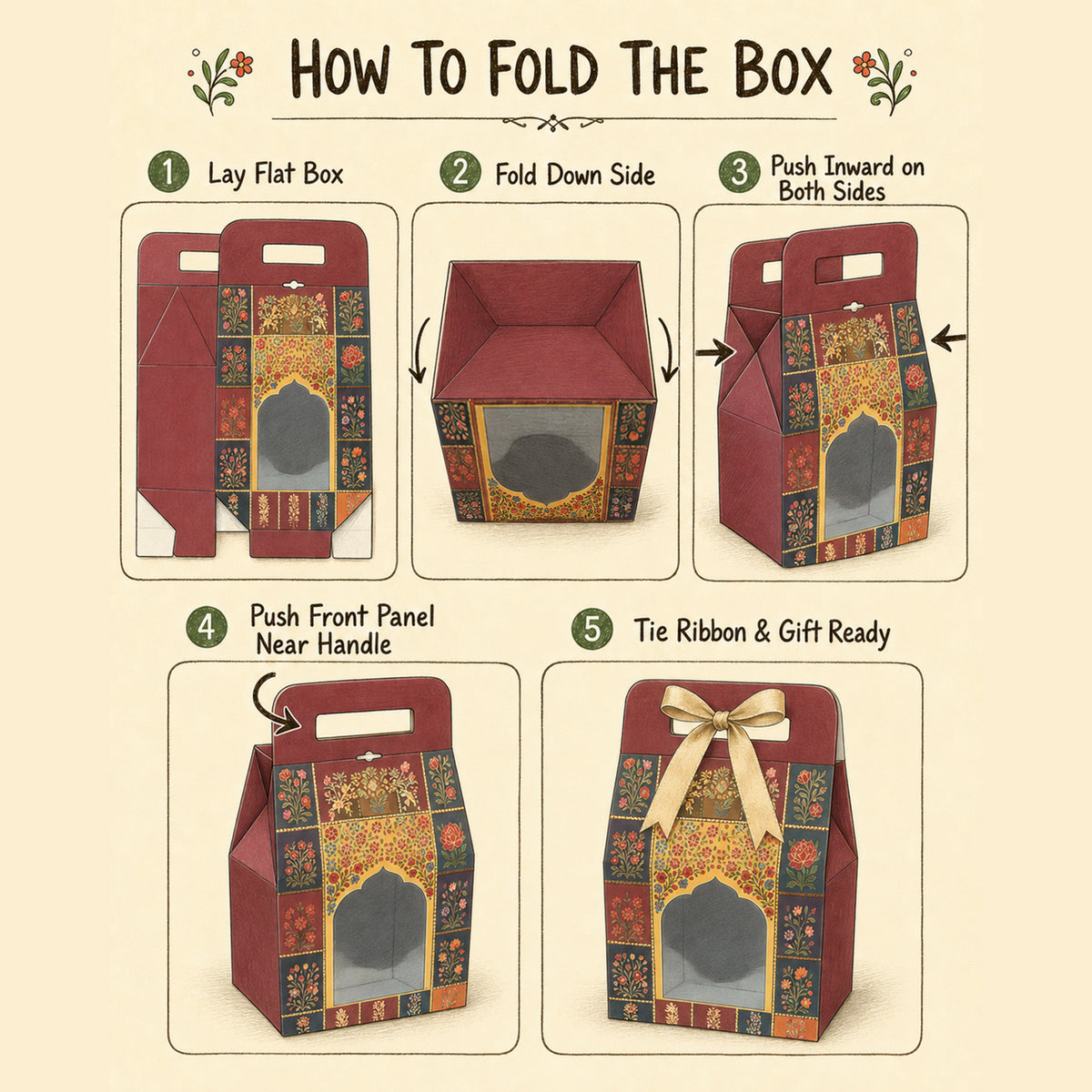 Traditional Multipurpose Foldable Gift Hamper Box Set of 2 (20.5 x 10 x 31 cm)