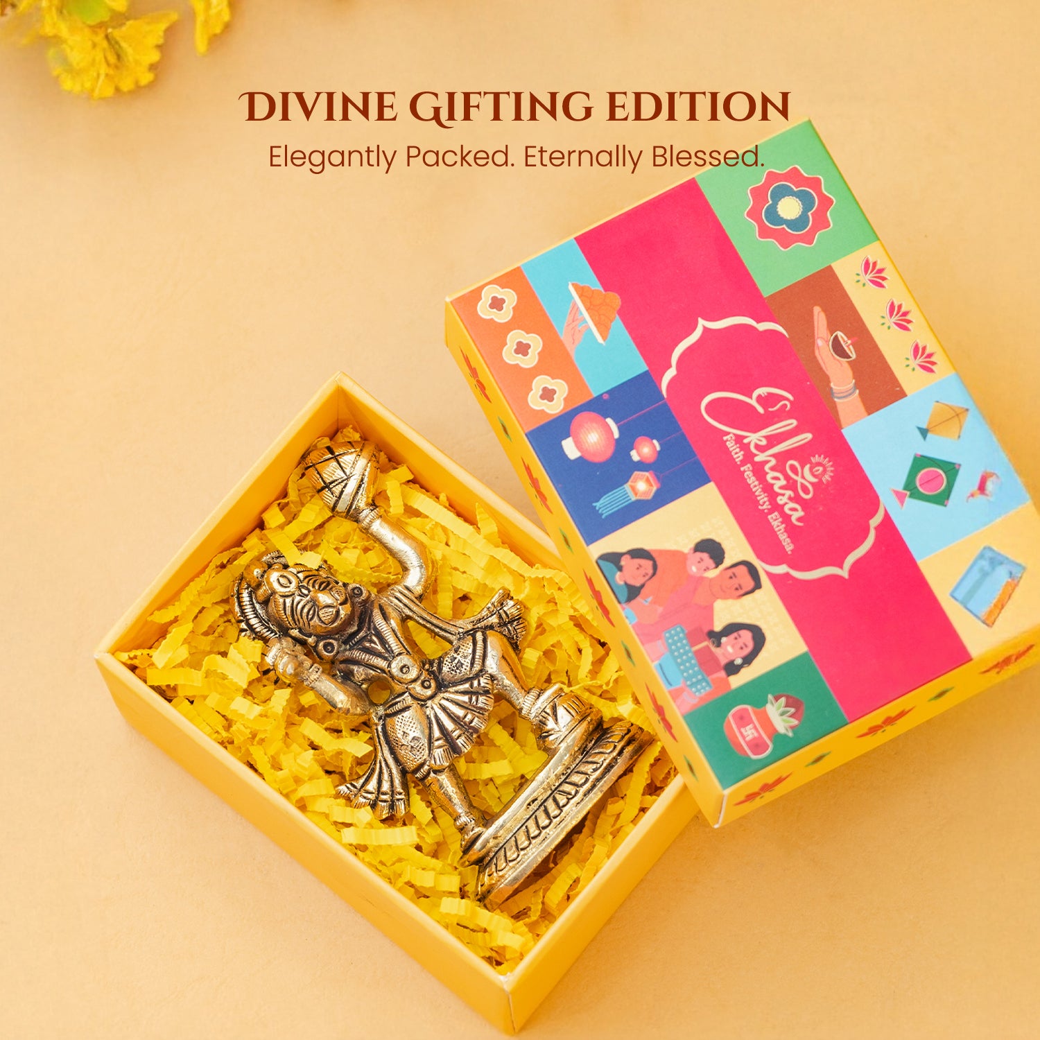 Brass Hanuman Idol with Gift Box for Housewarming, Wedding & Gifting