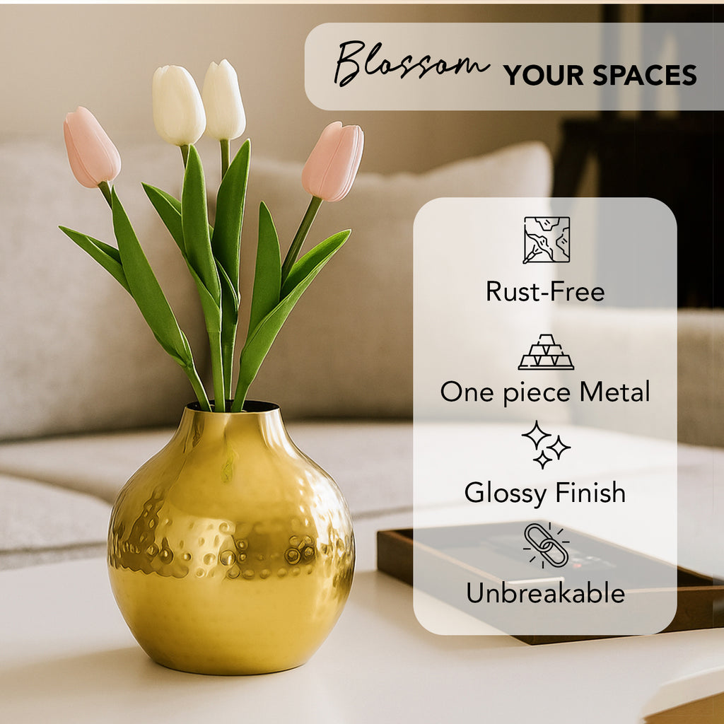 Metal Flower Vase for Home Decor, Living Room & Gifting