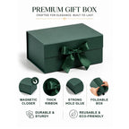 Green Foldable Multipurpose Empty Gift Hamper Box with Magnetic Closure & Ribbon (21.5 x 21 x 9.5 cm)