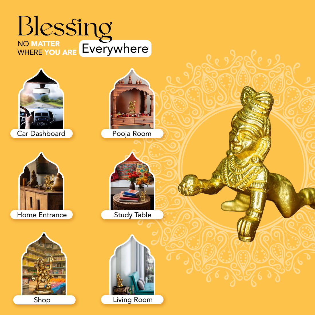 Pure Brass Bal Gopal Idol for Home Decor, Pooja & Gifting