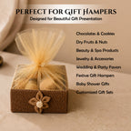 Floral Jute Gift Hamper Basket with Net Cover (21.5 x 21 x 8 cm)