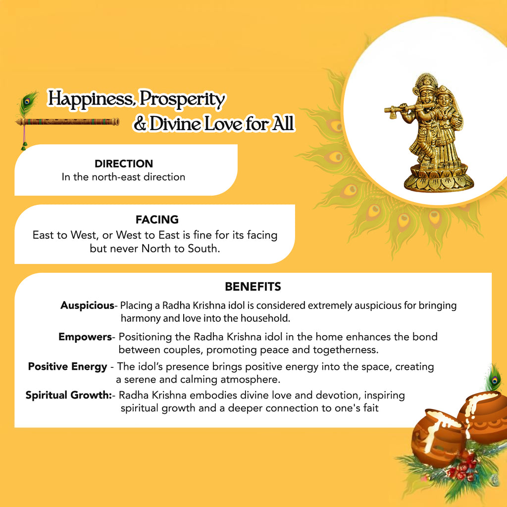 Brass Radha Krishna Idol with Velvet Gift Box for Housewarming, Wedding & Gifting