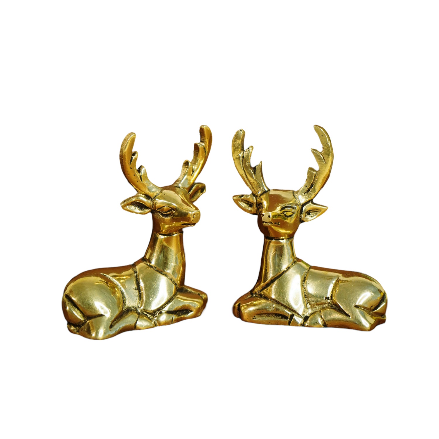 Pure Brass Deer Showpiece for Home Decor, Living Room & Gifting
