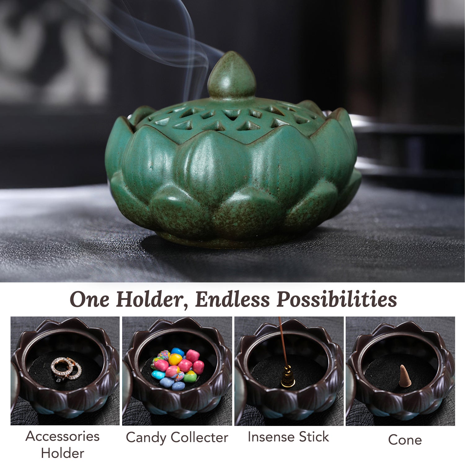 Ceramic Lotus Dhoop Dani for Home Decor & Pooja