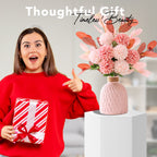 Ceramic Vase with Artificial Flowers for Table Decor, Bedroom & Home Gifting