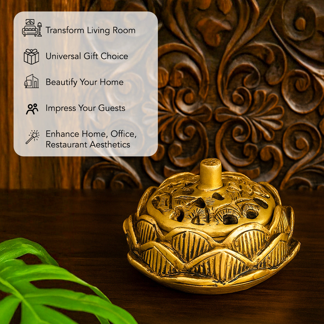 Brass Lotus Dhoop Dani for Home Decor & Pooja