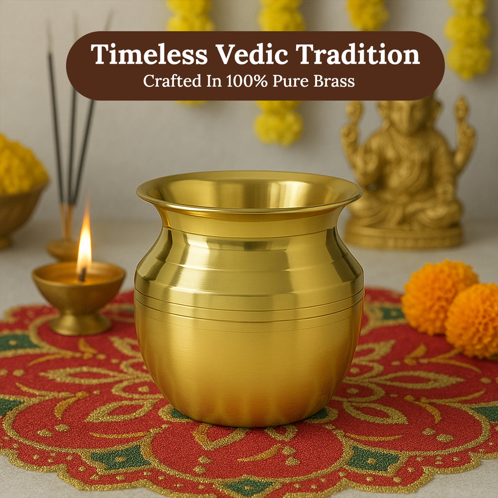 Brass Kalash for Puja & Spiritual Home Decor (500 ML)