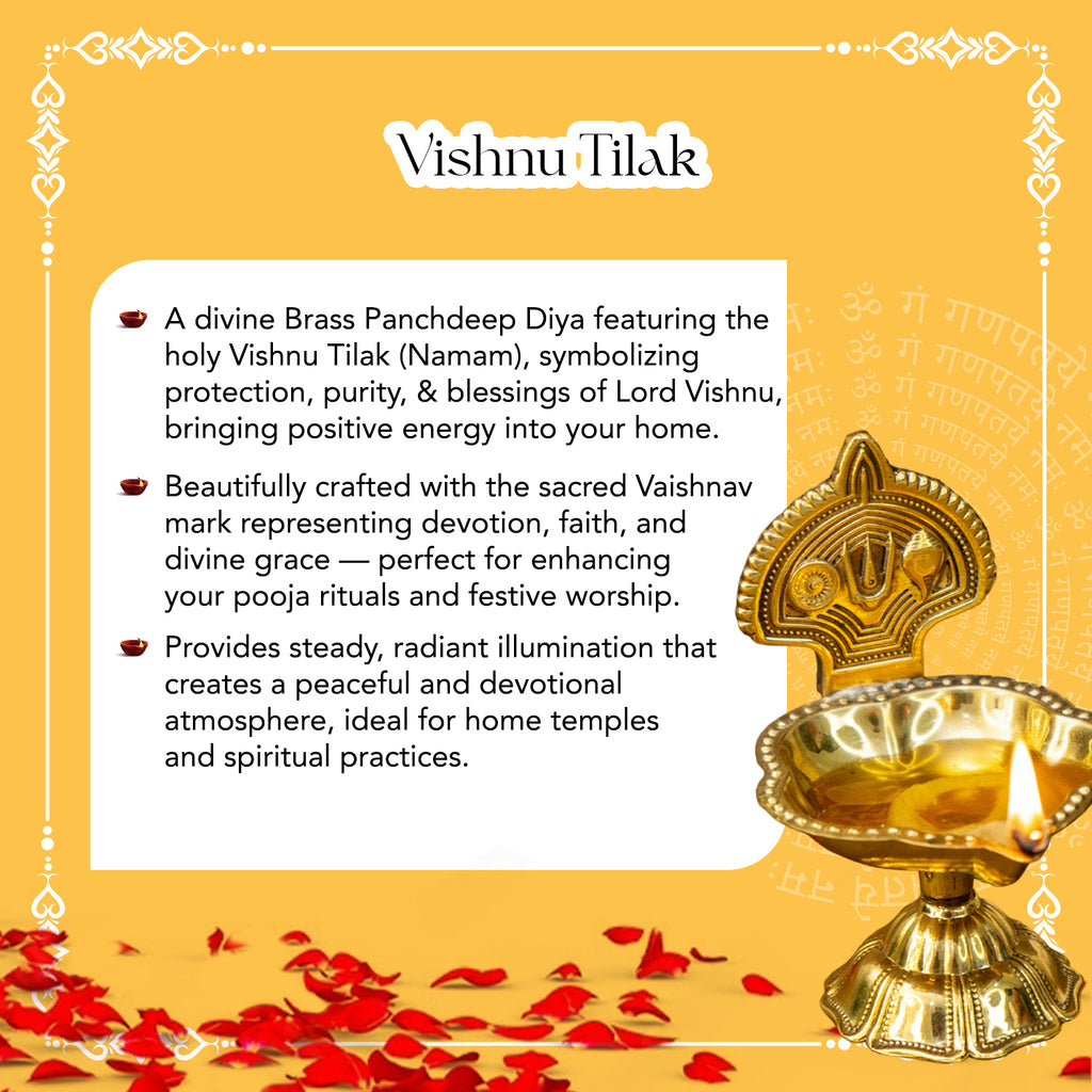 Brass Shanku Chakra Namam Vishnu Tilak Diya for Pooja & Home Decor