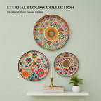 Floral Art Metal Wall Hanging Plates Set of 3 for Living Room & Home Decor