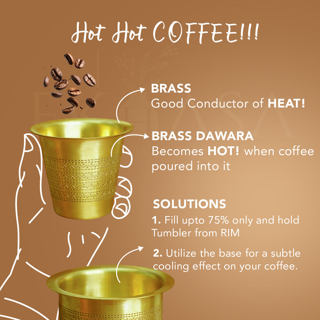 Brass Filter Coffee Cup Dabara Set for Home & Kitchen Use