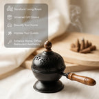 Metal Dhoop Dani with Wooden Handle for Pooja, Meditation & Home Temple Rituals