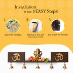 Wooden Wall Mounted Temple with Bells for Puja , Office & Home Decor