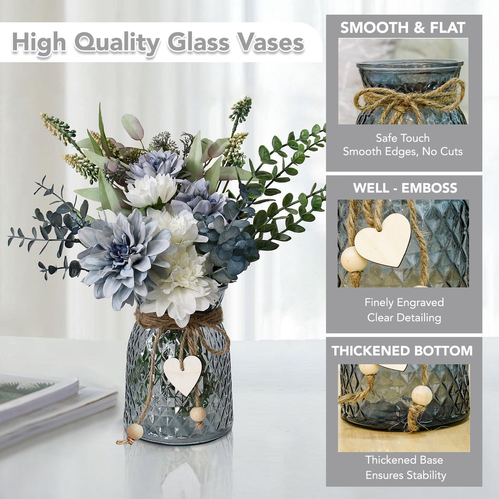 Glass Flower Vase for Home Decor, Table Decor & Gifting