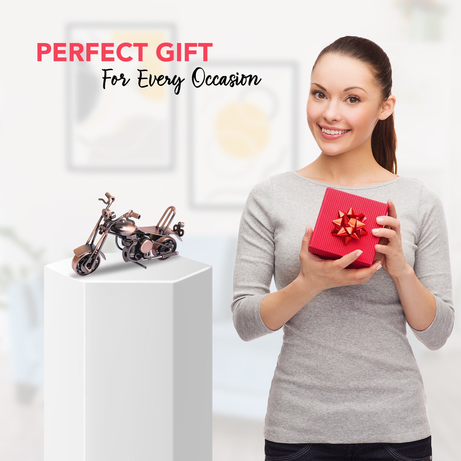 Metal Bike Showpiece for Home Decor, Office Desk & Gifting