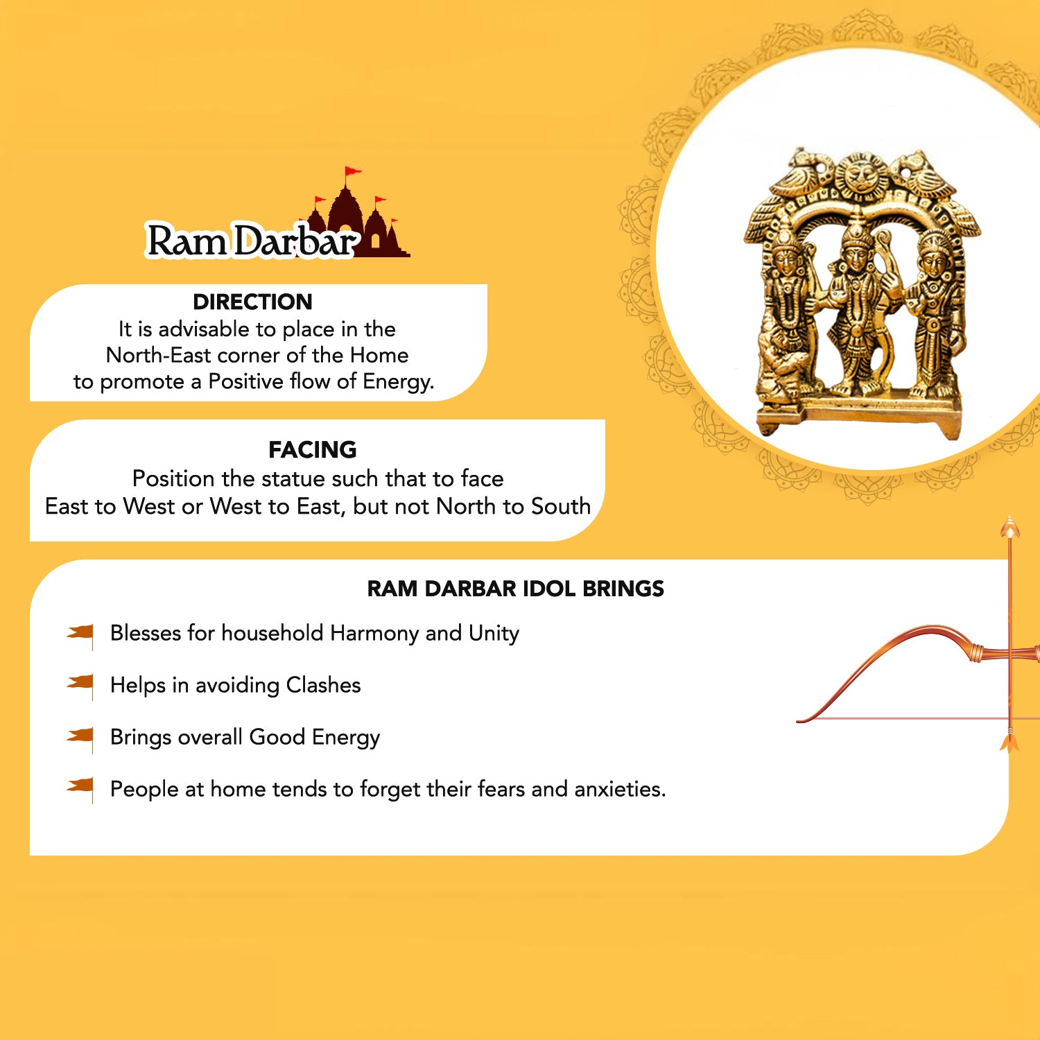 Brass Ram Darbar Murti Idol with Velvet Gift Box for Housewarming, Wedding & Gifting
