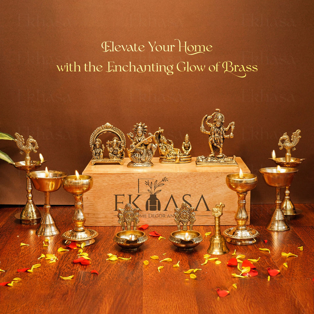Pure Brass Krishna Idol with Velvet Gift Box for Housewarming, Wedding & Gifting