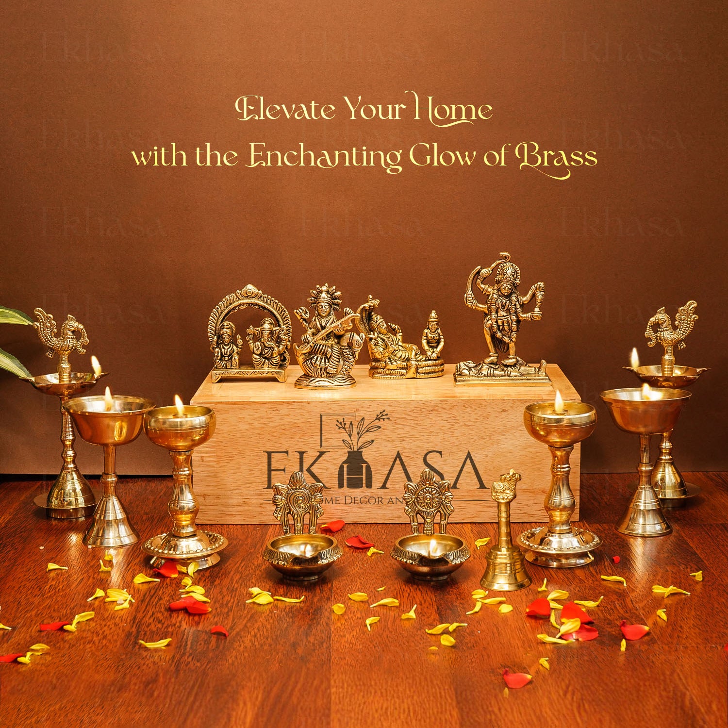 Pure Brass Krishna Idol with Velvet Gift Box for Housewarming, Wedding & Gifting