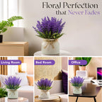 Lavender Artificial Flower with Pot for Home Decor, Office Table & Gifting