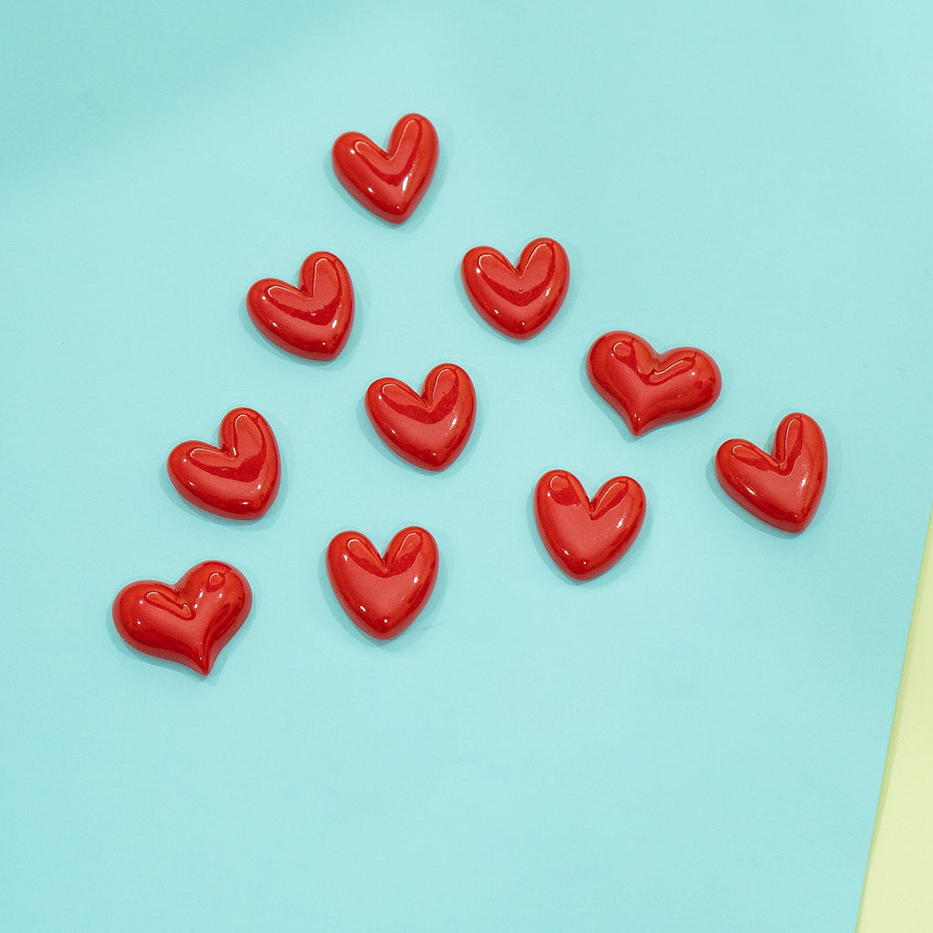 Red Heart Fridge Magnet Set of 10 for Home & Kitchen Decor